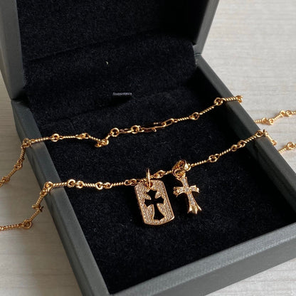 CH diamond cross necklace stacking design