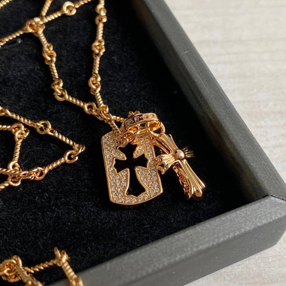 CH diamond cross necklace stacking design